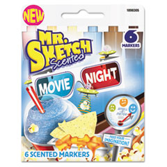 Mr. Sketch® Scented Watercolor Marker, Chisel Tip, 6 Movie Night Colors, 6/Set