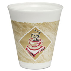 Dart® Café G Foam Hot/Cold Cups, 12 oz, Brown/Red/White, 1,000/Carton