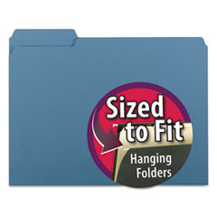 Smead™ Interior File Folders, 1/3-Cut Tabs: Assorted, Letter Size, 0.75" Expansion, Blue, 100/Box