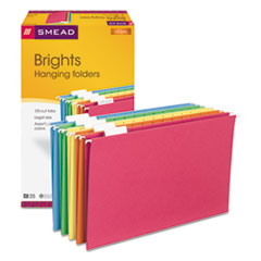 Smead™ Colored Hanging File Folders with 1/5 Cut Tabs, Legal Size, 1/5-Cut Tabs, Assorted Colors, 25/Box