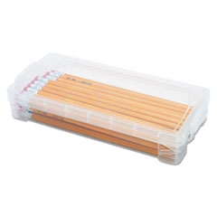 Advantus Super Stacker Pencil Box, Clear, 8 1/4 x 3 3/4 x 1 1/2