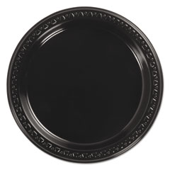Chinet® Heavyweight Plastic Plates, 7" dia, Black, 125/Pack, 8 Packs/Carton