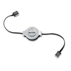 Belkin® Retractable CAT5e Networking Cable, RJ45 Connectors, 3 3/5 ft., Gray