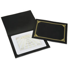 7510015195770 SKILCRAFT Gold Foil Document Cover, 12.5 x 9.75, Black, 5/Pack