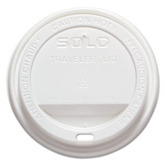 SOLO® Traveler Cappuccino Style Dome Lid, Polystyrene, Fits 10 oz to 24 oz Hot Cups, White, 100/Pack, 10 Packs/Carton