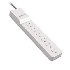 Belkin® Home/Office Surge Protector, 6 AC Outlets, 4 ft Cord, 720 J, White