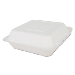 SCT® ChampWare Molded-Fiber Clamshell Containers, 9 x 9 x 3, White, 200/Carton