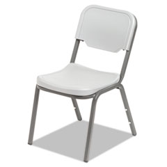 Iceberg Rough N Ready Series Original Stackable Chair, Platinum/Silver, 4/Carton
