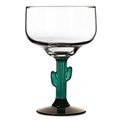 Libbey Cactus Margarita Glasses, 16 oz, Juniper/Clear, 12/Carton