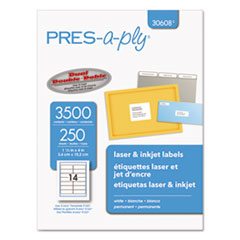 Laser Address Labels, 1 1/3 X 4, White, 3500/box