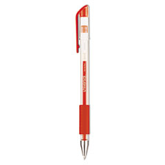 Universal™ Comfort Grip Gel Pen, Stick, Medium 0.7 mm, Red Ink, Clear Barrel, Dozen