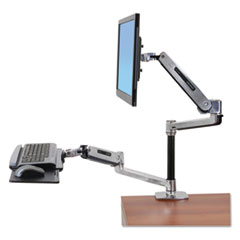 Ergotron® WorkFit-LX Sit-Stand Workstation Mount System, Polished Aluminum