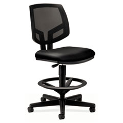 HON® Volt Series Mesh Back Adjustable Leather Task Stool, Supports Up to 250 lb, 22.88" to 32.38" Seat Height, Black