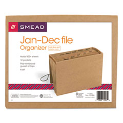 Smead® Indexed Expanding Kraft Files, 12 Sections, Elastic Cord Closure, 1/12-Cut Tabs, Letter Size, Kraft