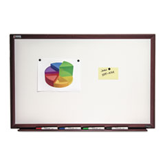 7110016305169, SKILCRAFT Magnetic Porcelain Dry Erase Board, 36 x 24, White Surface, Brown Mahogany Frame