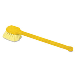 Rubbermaid® Commercial Long Handle Scrub, Yellow Synthetic Bristles, 20" Brush, 20" Gray Plastic Handle
