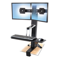 WorkFit™ by Ergotron® WorkFit-S Sit-Stand Workstation, Dual 24" LCDs, 29.5", Polished Aluminum/Black