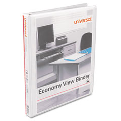 Universal® Economy Round Ring View Binder, 1/2" Capacity, White, 6/Pack