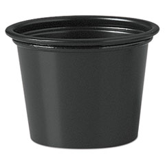 Dart® Polystyrene Portion Cups, 1 oz, Black, 2500/Carton