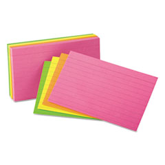 Universal® Ruled Neon Glow Index Cards, 4 x 6, Assorted, 100/Pack
