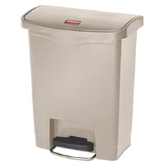 Rubbermaid® Commercial Slim Jim Resin Step-On Container, Front Step Style, 8 gal, Polyethylene, Beige