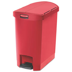 Rubbermaid® Commercial Slim Jim Resin Step-On Container, End Step Style, 8 gal, Red