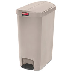 Rubbermaid® Commercial Slim Jim Streamline Resin Step-On Container, End Step Style, 13 gal, Polyethylene, Beige