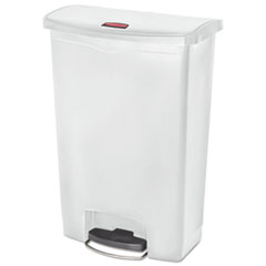 Rubbermaid® Commercial Streamline Resin Step-On Container, Front Step Style, 24 gal, Polyethylene, White