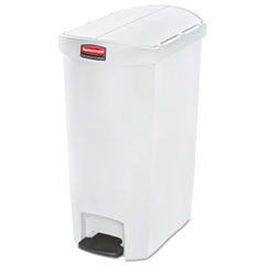 Rubbermaid® Commercial Slim Jim Resin Step-On Container, End Step Style, 13 gal, White