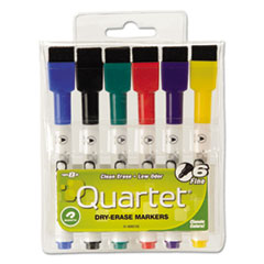 Quartet® Low-Odor ReWritables Dry Erase Mini-Marker Set, Fine Point, Classic, 6/Set