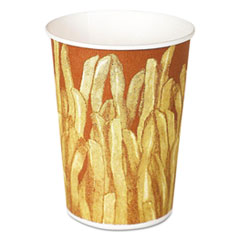 Dart® Paper French Fry Cups, 12 oz, 3.4" Daimeter x 4.4"h, Yellow/Brown Fry Design, 1,000/Carton