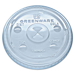 Fabri-Kal® Greenware Cold Drink Lids, Fits 16 oz, 18 oz, 24 oz Cups, X-Slot, Clear, 1,000/Carton