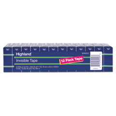 Highland™ Invisible Permanent Mending Tape, 3/4" x 1000", 1" Core, Clear, 12/Pack