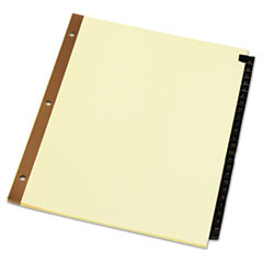 Universal® Leather-Look Mylar Tab Dividers, 25 Alphabet Tabs, Letter, Black/Gold, Set of 25