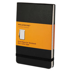 Moleskine® Reporter Notebook, Ruled, 3 1/2 x 5 1/2, Black Cover, 192 Sheets