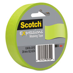 Scotch® Expressions Masking Tape, 3" Core, 0.94" x 20 yds, Lemon Lime