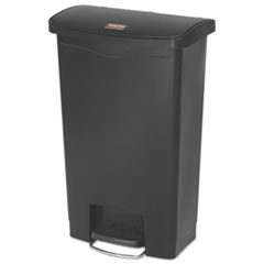 Rubbermaid® Commercial Slim Jim Resin Step-On Container, Front Step Style, 13 gal, Polyethylene, Black