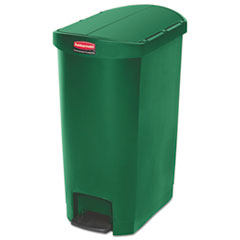Rubbermaid® Commercial Slim Jim Resin Step-On Container, End Step Style, 13 gal, Green