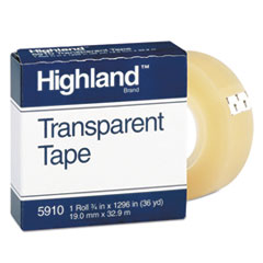 Highland™ Transparent Tape, 3/4" x 1296", 1" Core, Clear