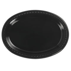 Chinet® Heavyweight Plastic Platters, 8 x 11, Black, 125/Bag, 4 Bag/Carton