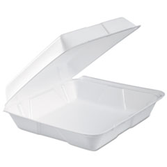 Dart® Foam Hinged Lid Container, Performer Perforated Lid, 9.3 x 9.5 x 3, White, 100/Bag, 2 Bag/Carton