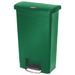 Rubbermaid® Commercial Slim Jim Resin Step-On Container, Front Step Style, 4 gal, Green