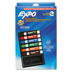 EXPO® Low-Odor Dry Erase Marker and Organizer Kit, Broad Chisel Tip, Assorted Colors, 6/Set