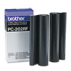 Brother PC202RF Thermal Transfer Refill Roll, Black, 2/PK