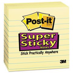 Post-it® Notes Super Sticky Canary Yellow Pads, Lined, 4 x 4, 90-Sheet, 6/Pack