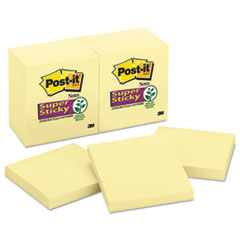 Post-it® Notes Super Sticky Pads in Canary Yellow, 3" x 3", 90 Sheets/Pad, 12 Pads/Pack
