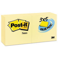 Post-it® Notes Original Pads in Canary Yellow, 3 x 5, 90-Sheet, 24/Pack