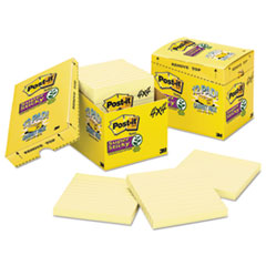 Post-it® Notes Super Sticky Canary Yellow Note Pads, Lined, 4 x 4, 90-Sheet, 12/Pack