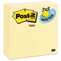 Post-it® Notes Original Pads in Canary Yellow, 3 x 3, 90-Sheet, 24/Pack