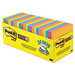 Post-it® Notes Super Sticky Pads in Rio de Janeiro Colors, 3 x 3, 70-Sheet, 24/Pack